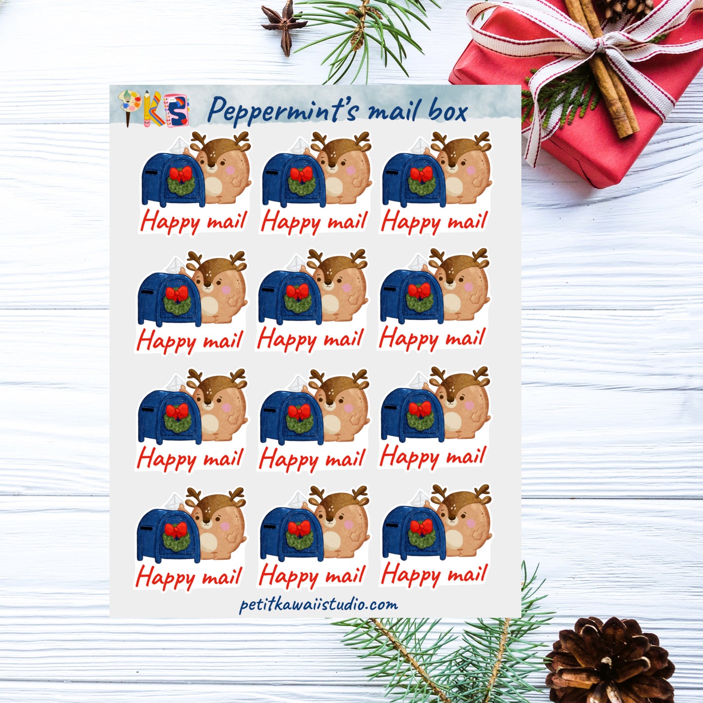 Peppermint Mailbox Sticker Sheet