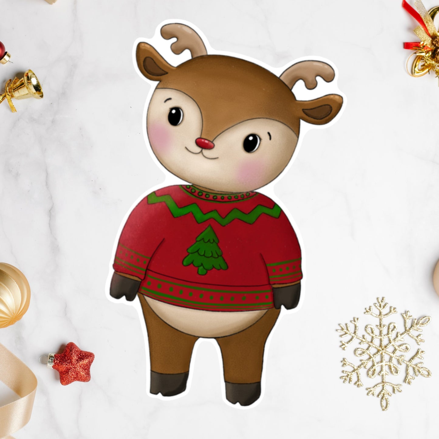 Rudolph Reindeer Die cut sticker