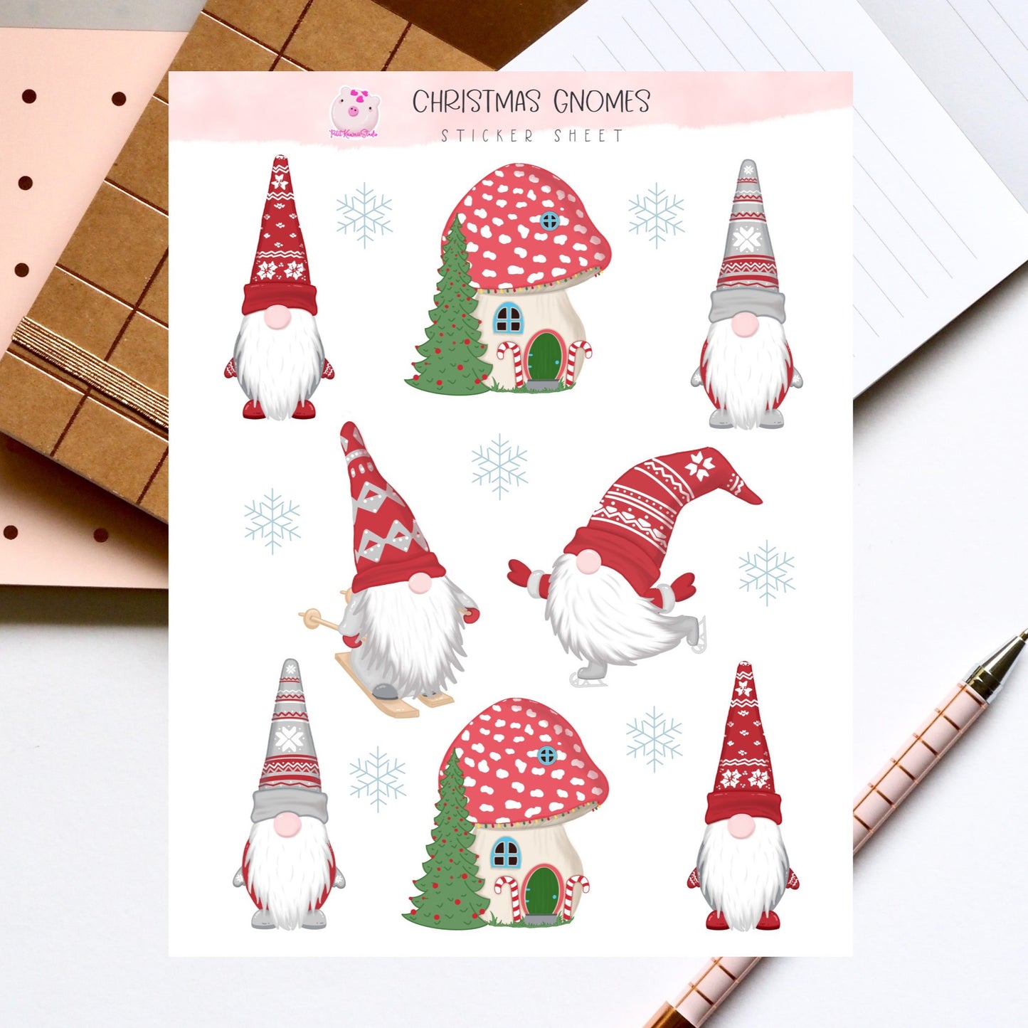 Christmas Gnomes Sticker Sheet