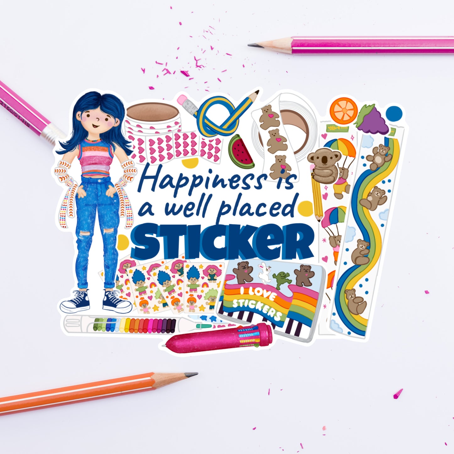 Happiness is a well placed sticker-Die cut sticker