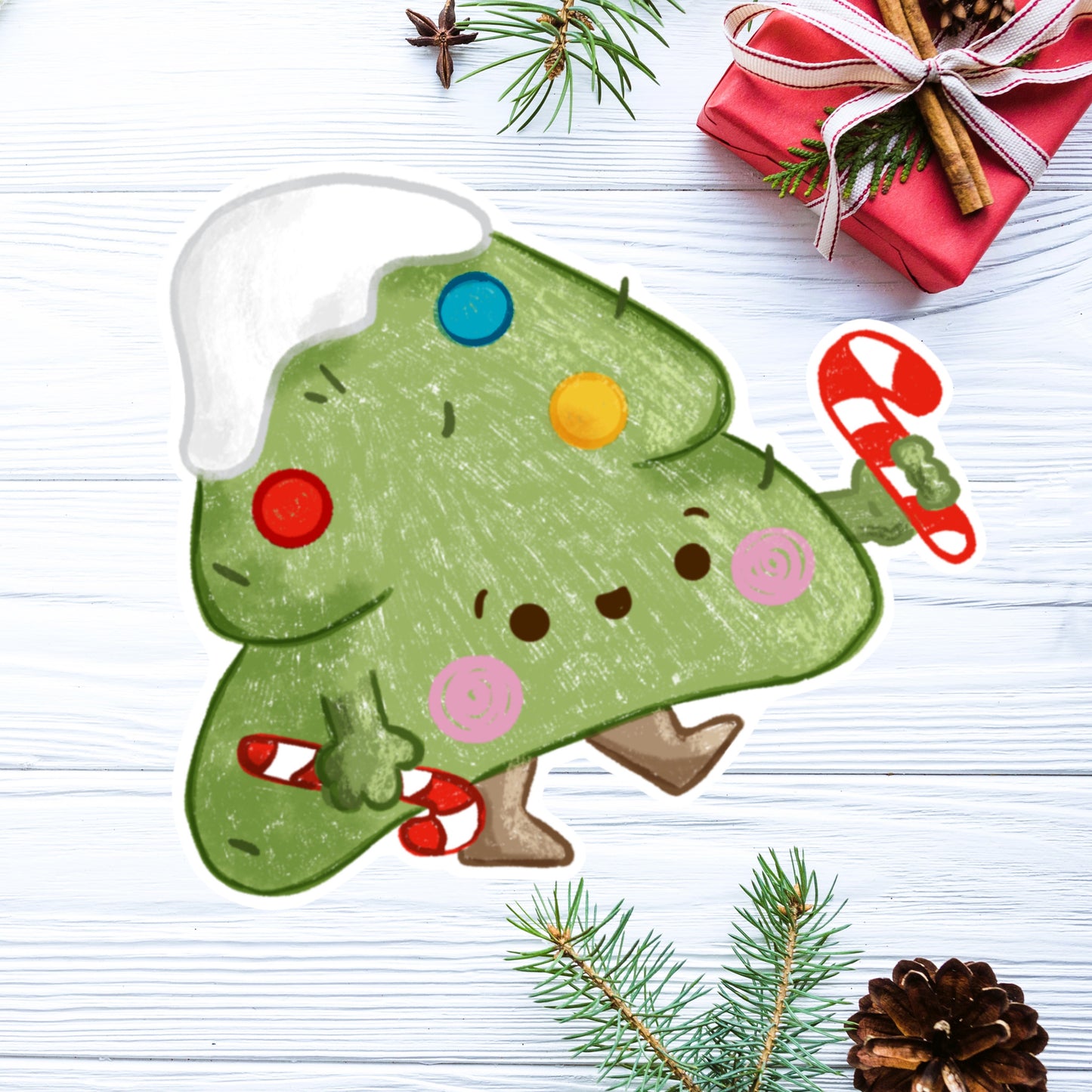 Tinsel loves Candy Canes Die cut sticker