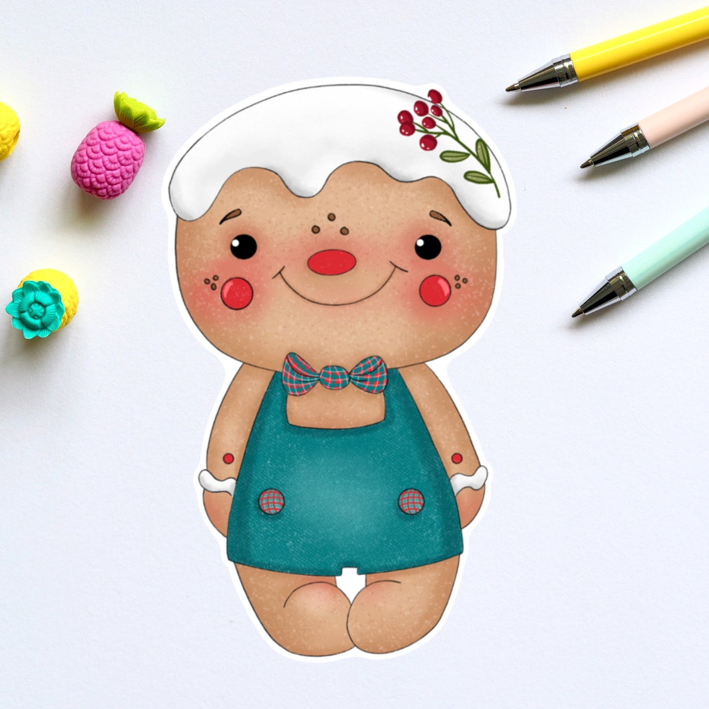 Noel the Gingerbread Cookie Die cut sticker