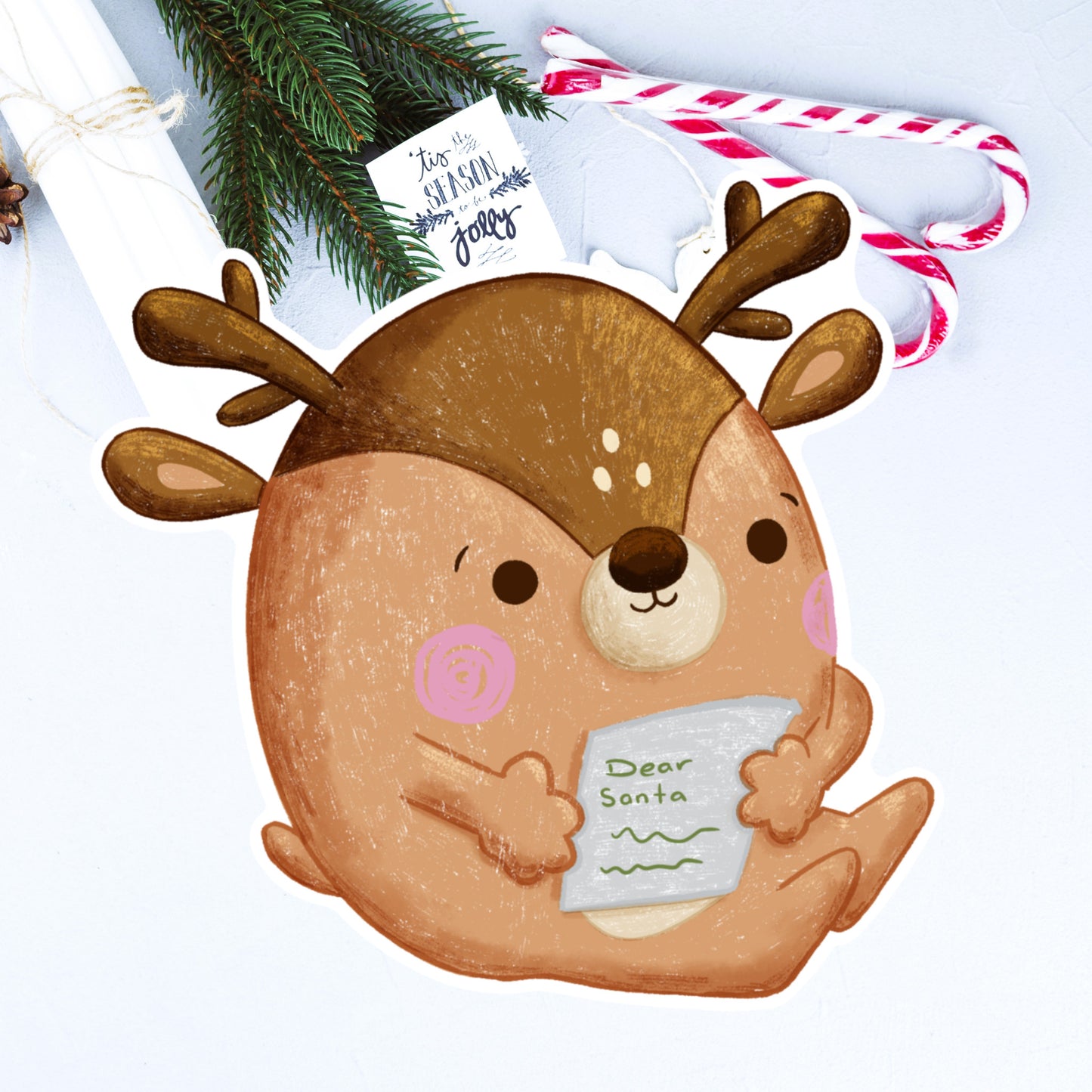 Peppermint's reads happy mail die cut sticker