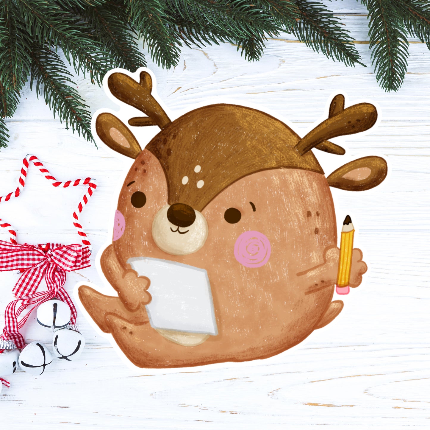 Peppermint's writes a letter Die cut sticker