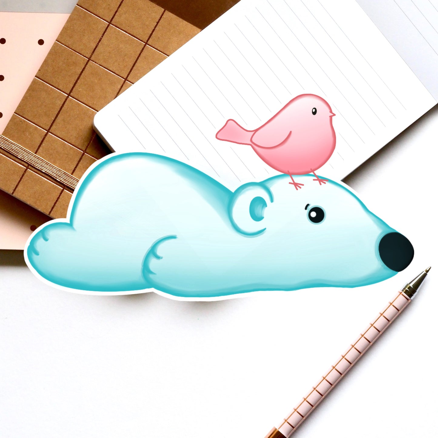 Polar Bear Birdie Die cut sticker