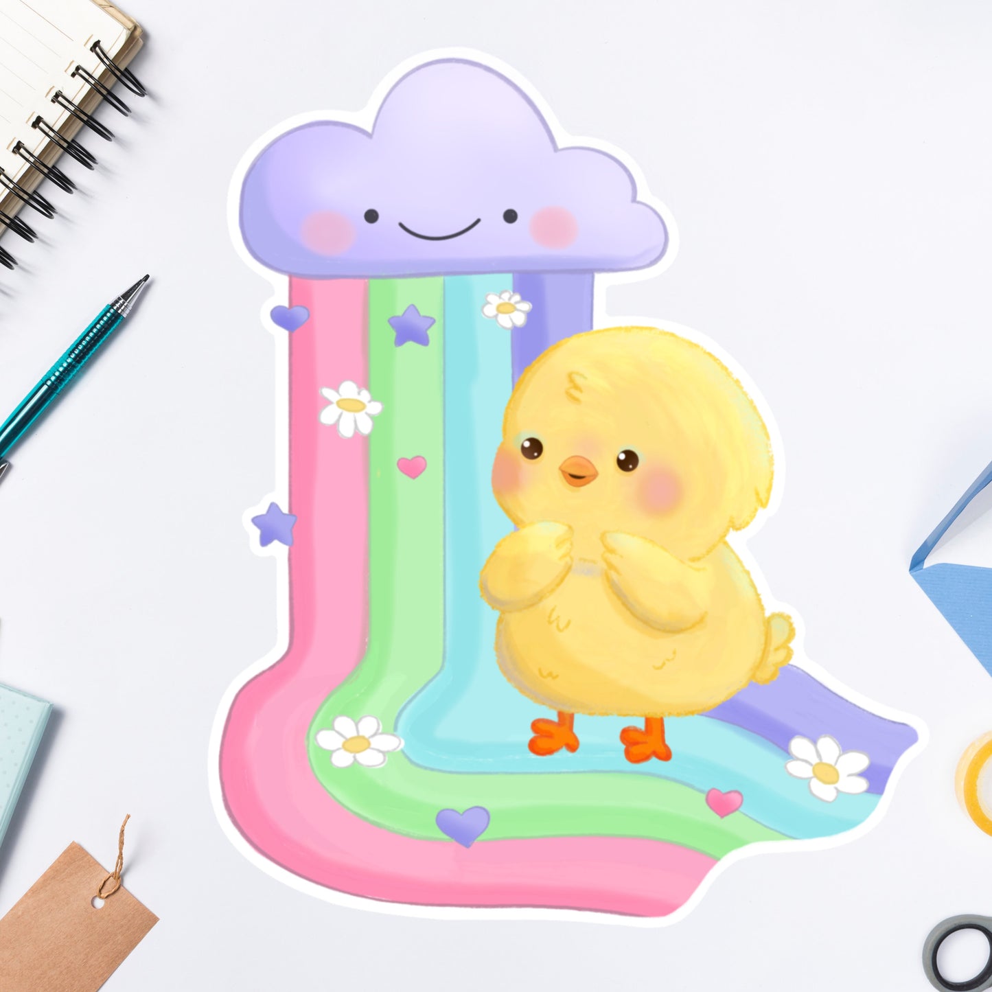Rainbow Chick Die cut sticker D03.26#04