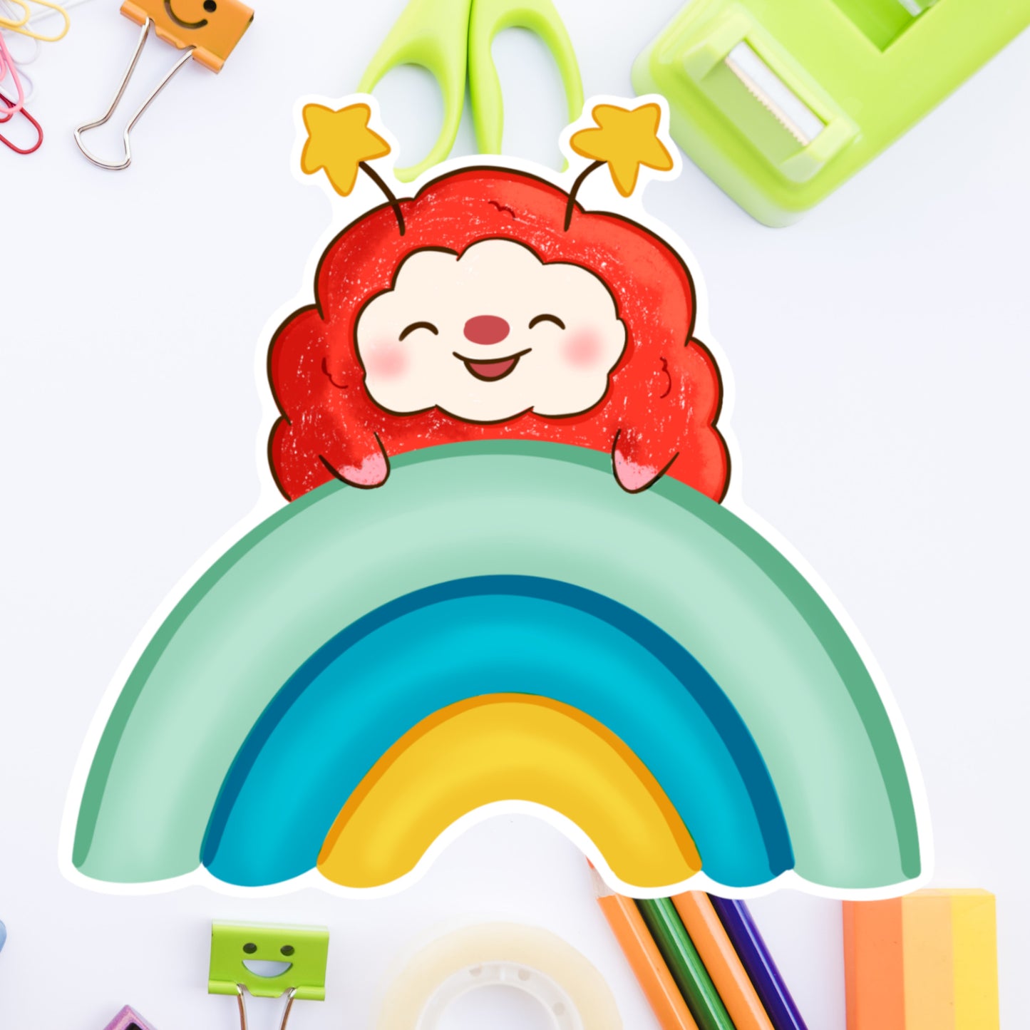 Rainbow spright Red Die Cut sticker