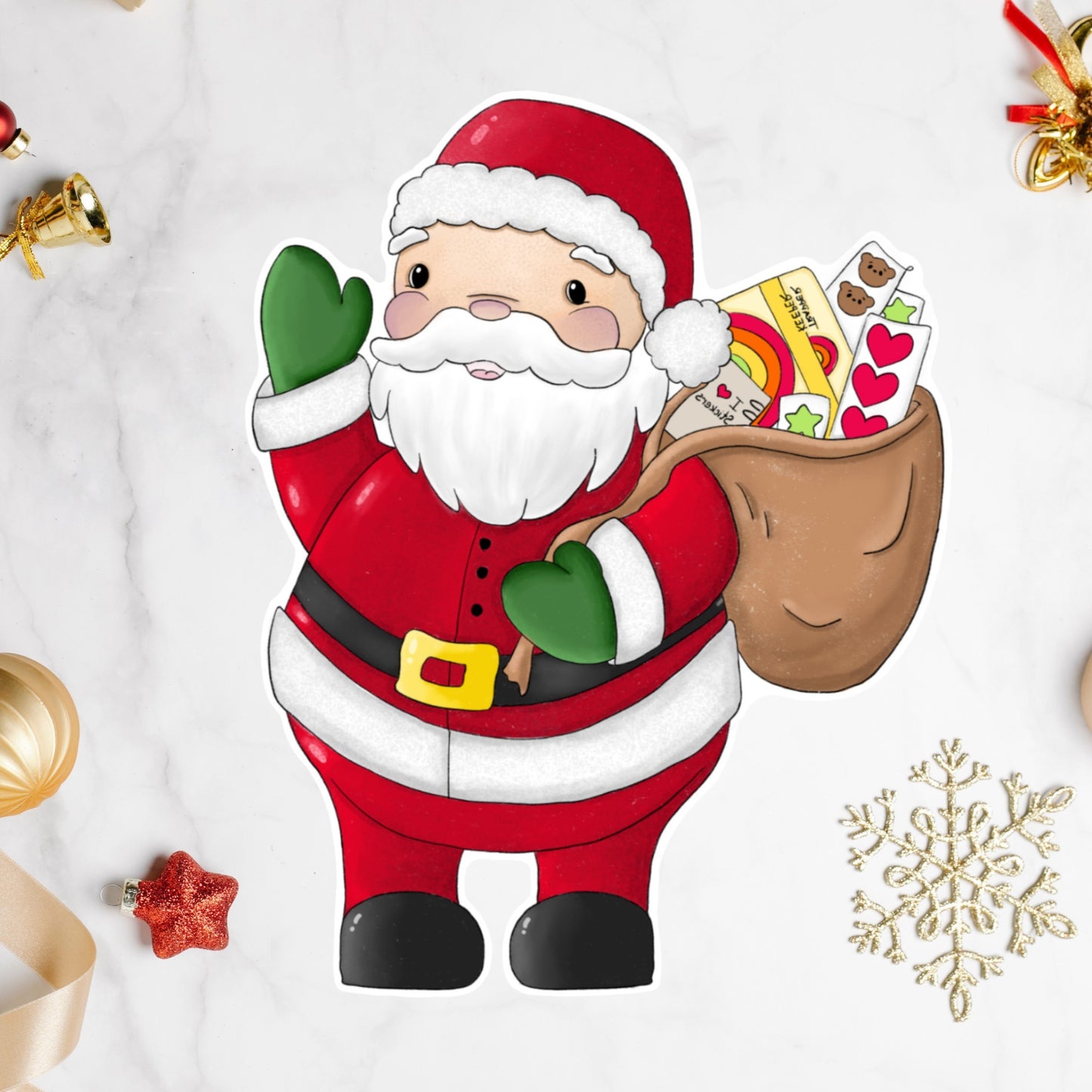 Santa delivers stickers Die cut sticker