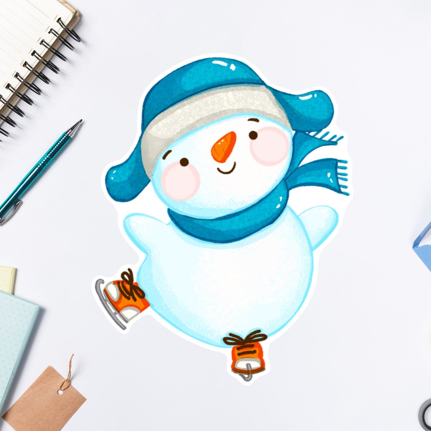 Snowman Skating Die cut sticker