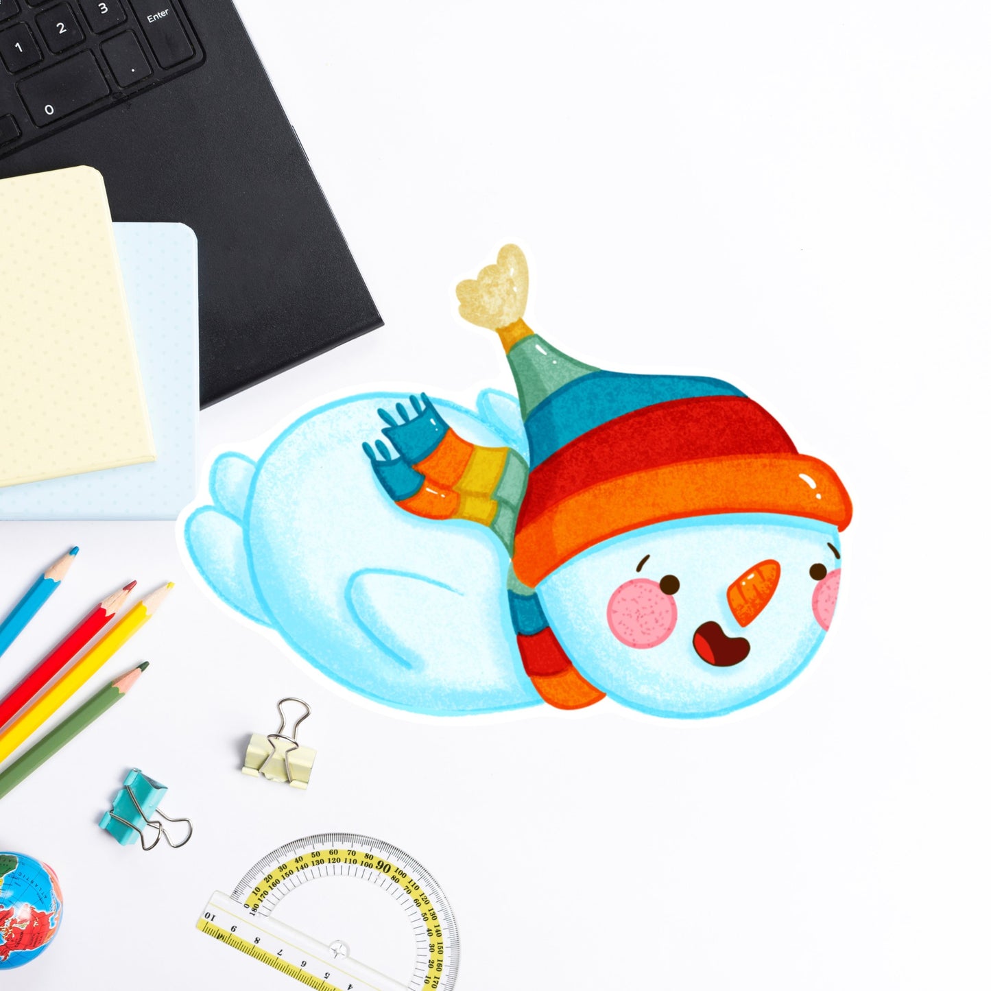 Snowman Sliding Die cut sticker