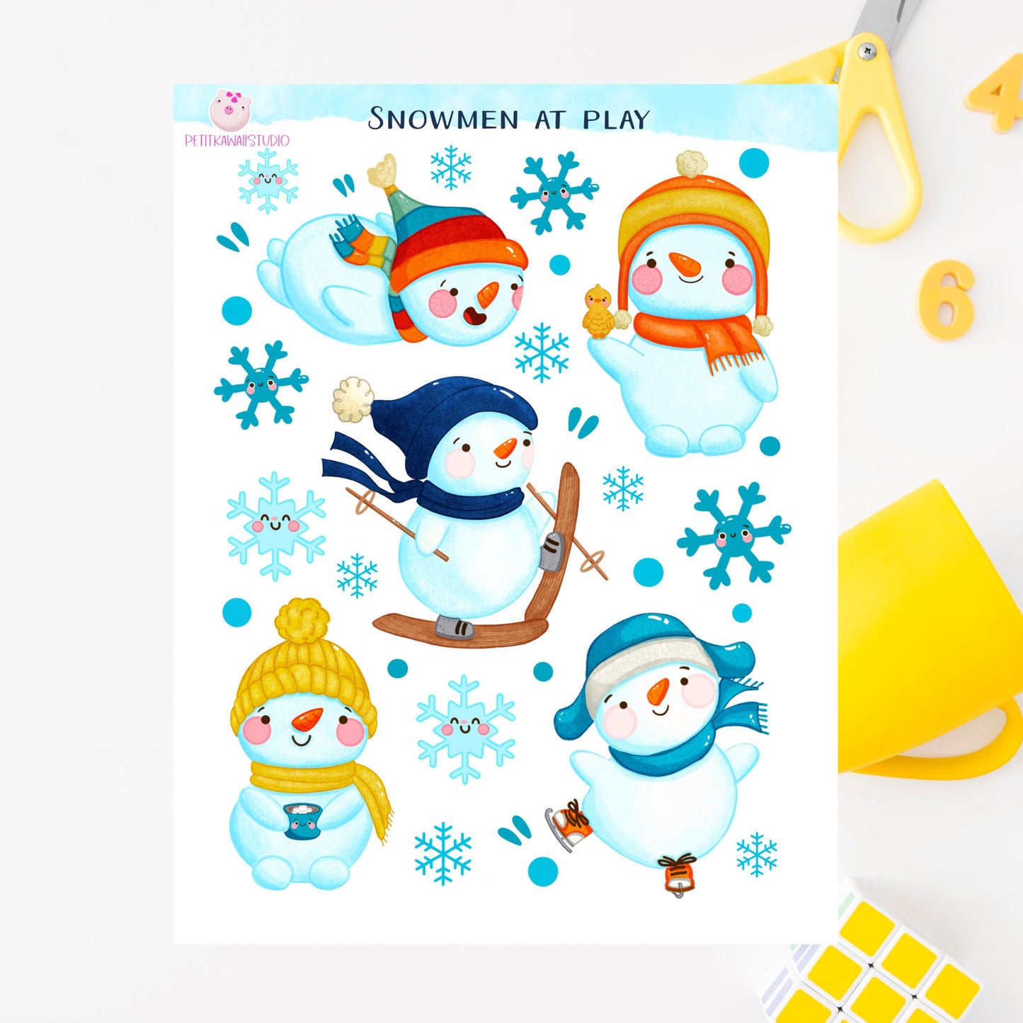 Snowmen at play Sticker Sheet