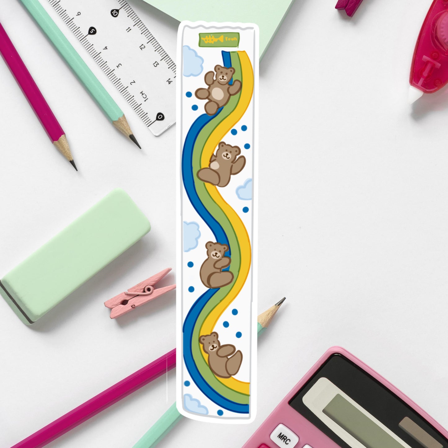 Tootie Bear rainbow slide Die Cut