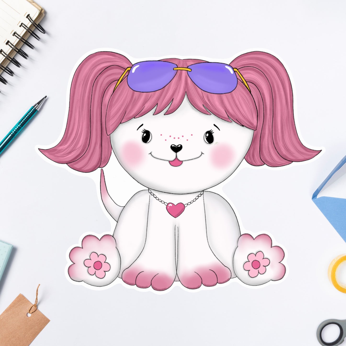 Pink Puppy Die Cut Sticker