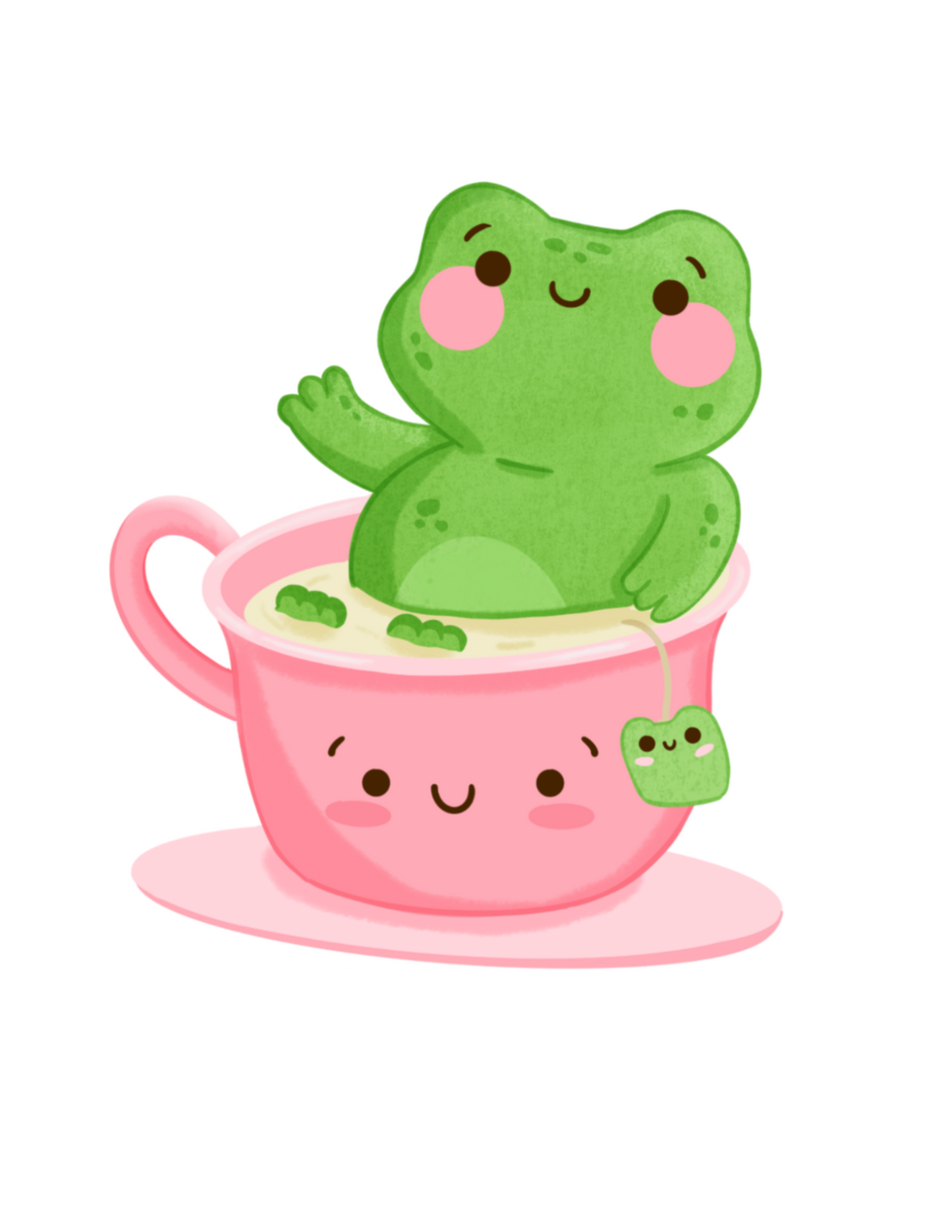 Ribbitz Has Tea- Diecut sticker