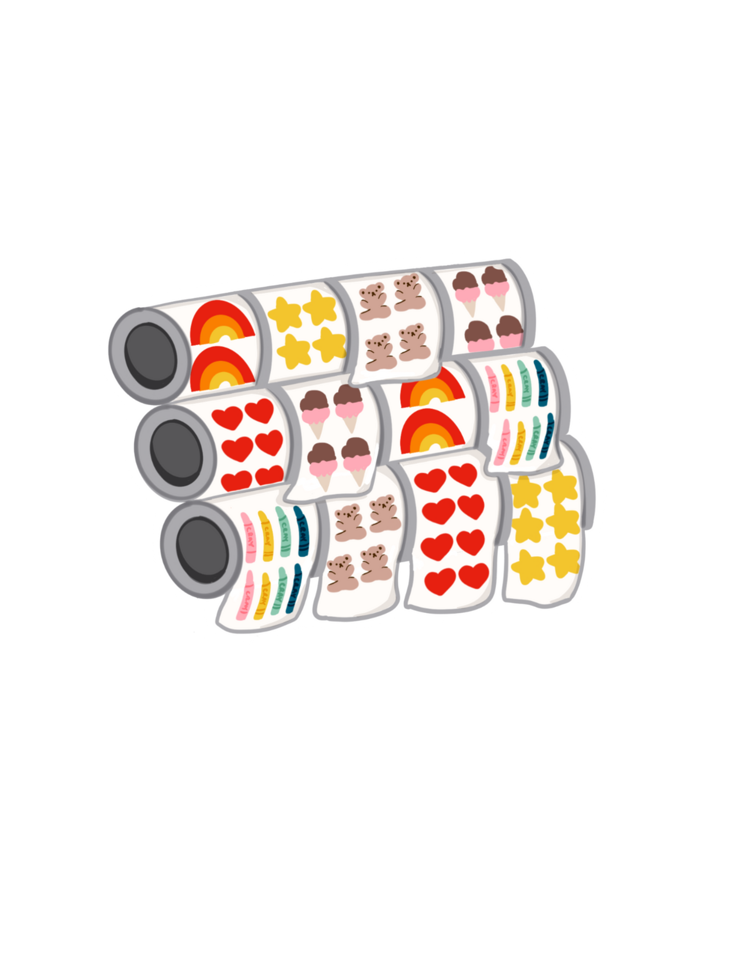 80s inspired Sticker Rolls- Diecut sticker