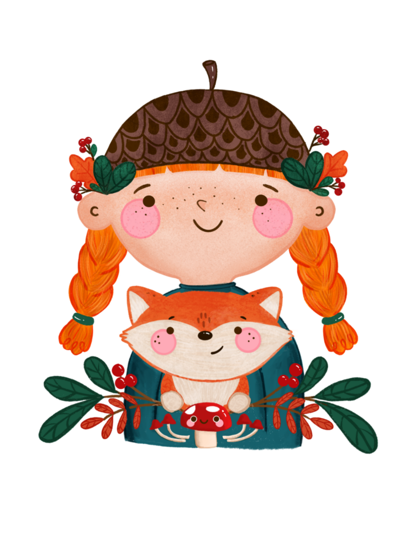 Acorn Hat Autumn Girl- Diecut Sticker