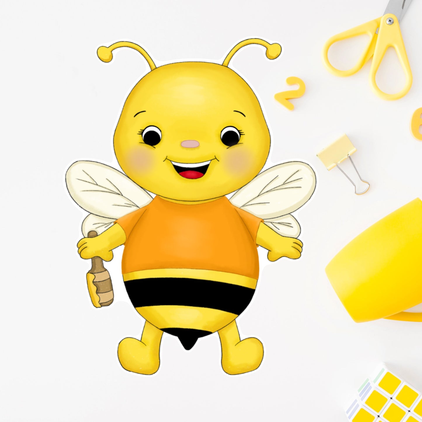 Honey Bee Cereal Mascot Die Cut Sticker