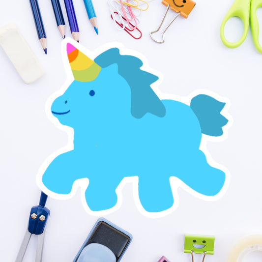 Image of die cut sticker- Blue unicorn 
