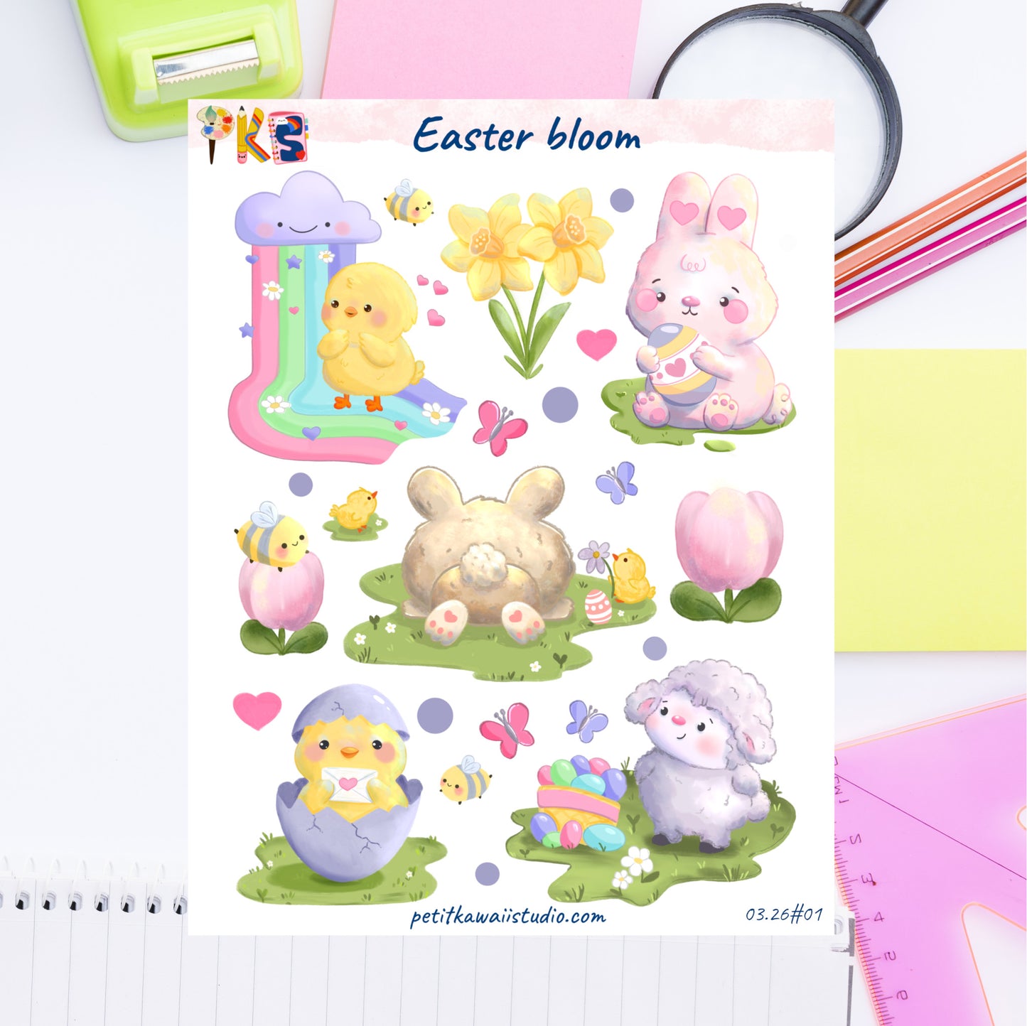 Easter Bloom Sticker Sheet L03.26#01