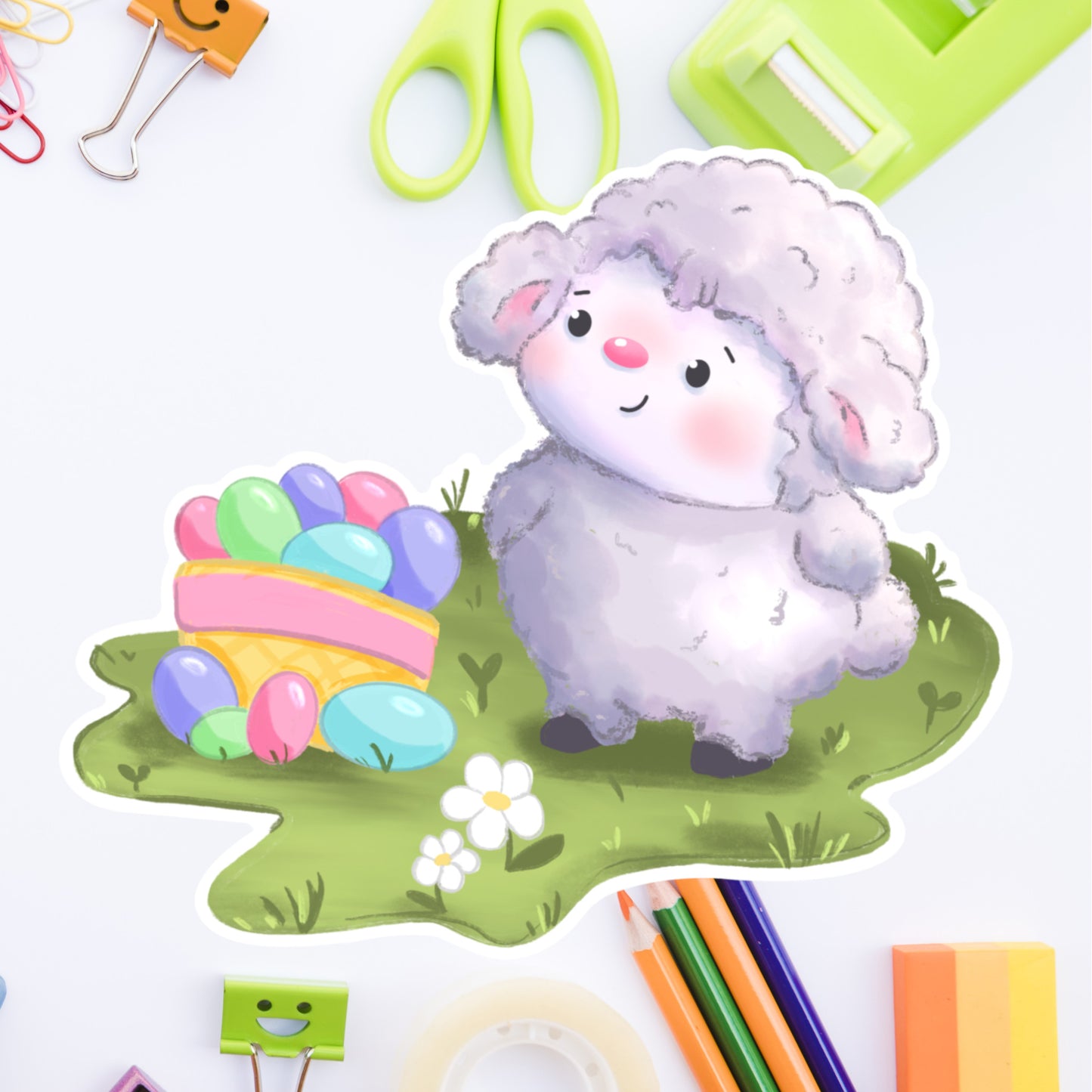 Easter Lamb- Die cut sticker D03.26#02