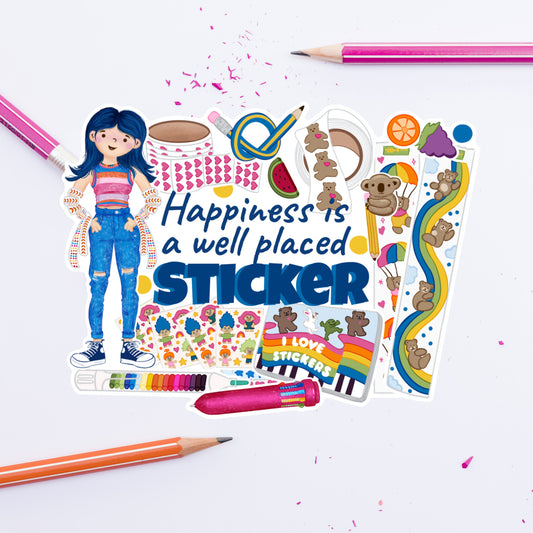 Happiness is a well placed sticker-Die cut sticker