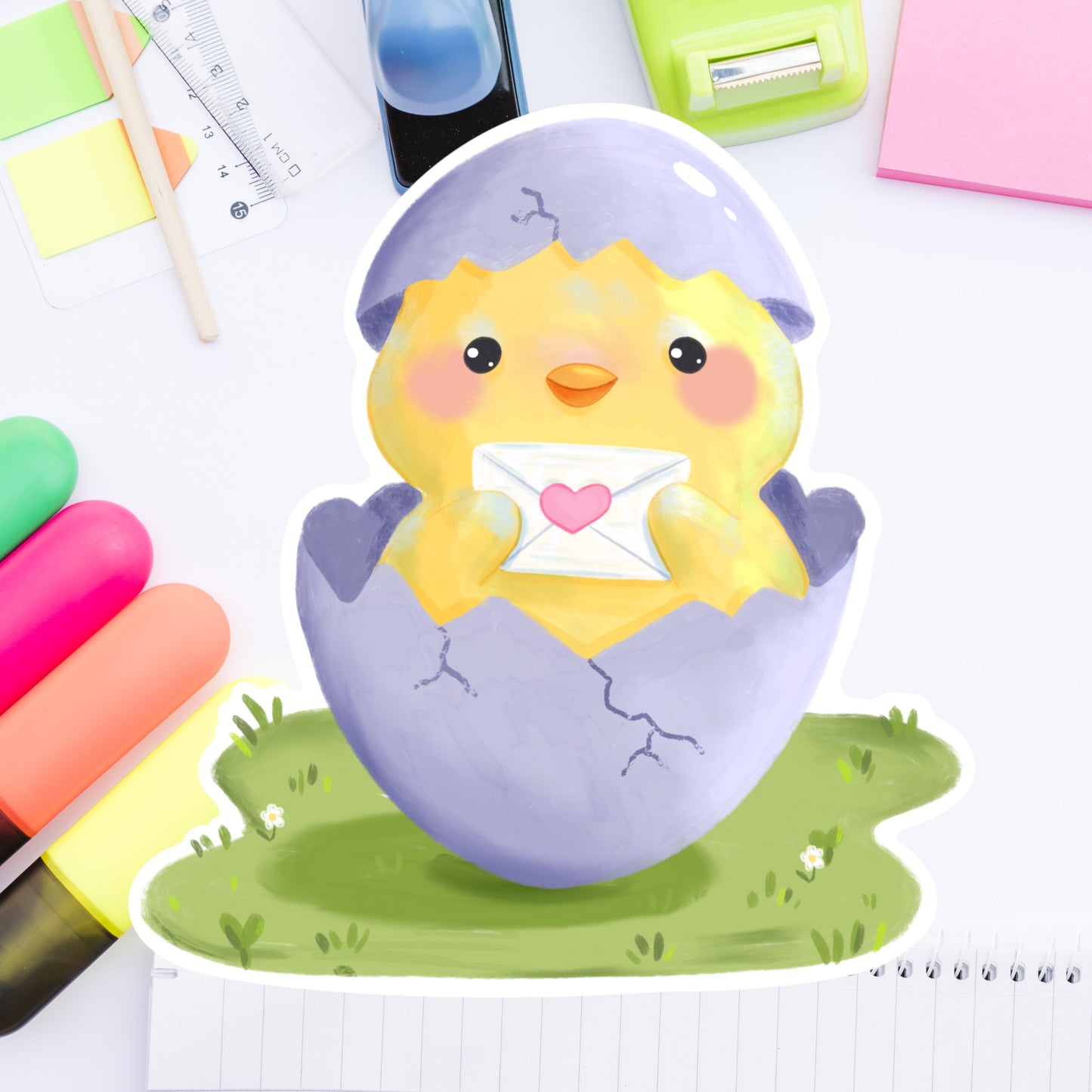 Happy Mail Chick Die cut sticker D03.26#05