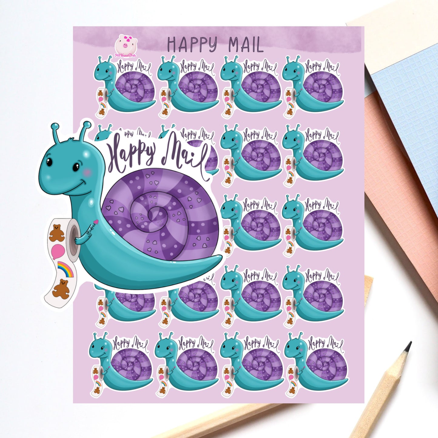 Happy Mail Snail Mail Sticker Sheet