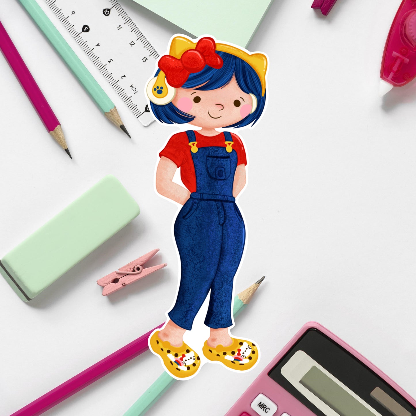 Hello Kat Kawaii Fashion Girl- Diecut Sticker