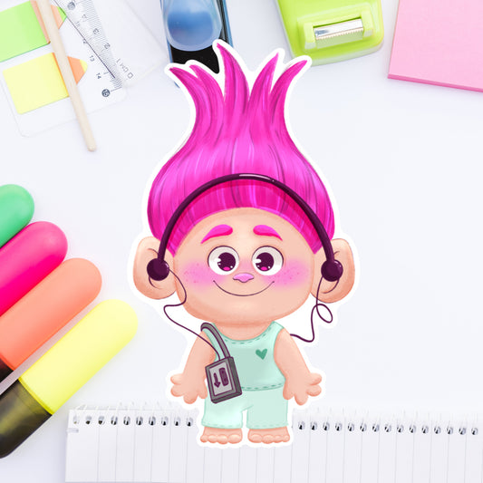 Add a touch of musical magic to your everyday essentials with this charming Pink Music Trollie die‑cut sticker! Stick it on your laptop, phone case, water bottle, or journal to showcase your love for nostalgic 80s and 90s toys. Crafted from durable vinyl, this sticker resists fading and peeling, keeping your vibe fresh and fabulous.

Made from high‑quality, water‑resistant printable vinyl sticker paper. This sticker can be placed on any clean, hard surface—making the possibilities endless.