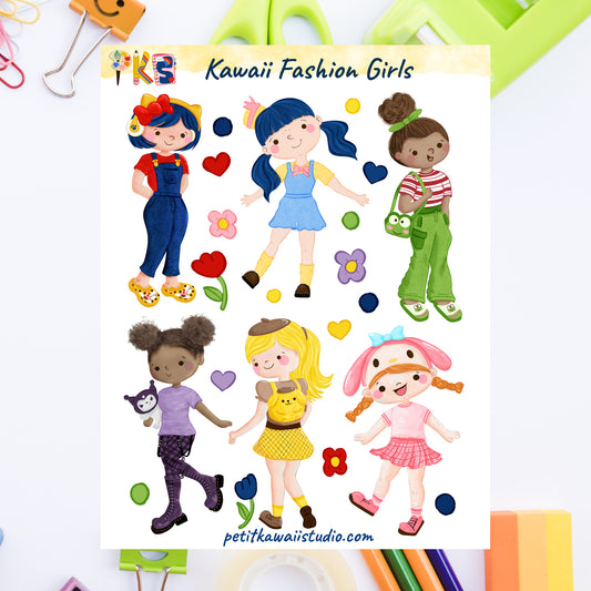 Kawaii Fashion Gurlz- sticker sheet