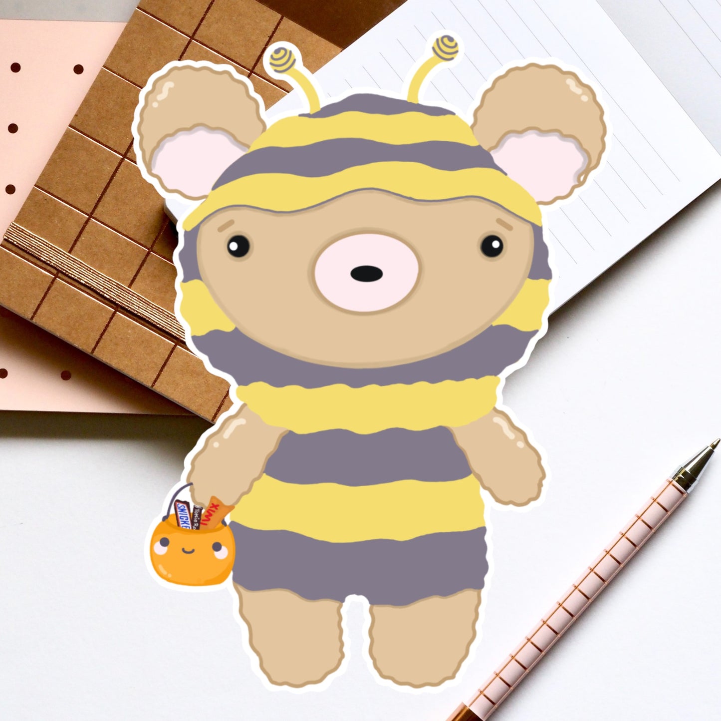 Bumble Bee Bear Diecut Sticker