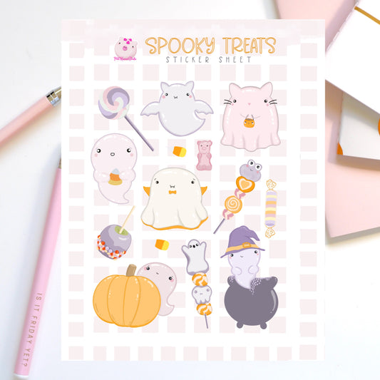 Cute Ghost- Spooky treats Sticker Sheet