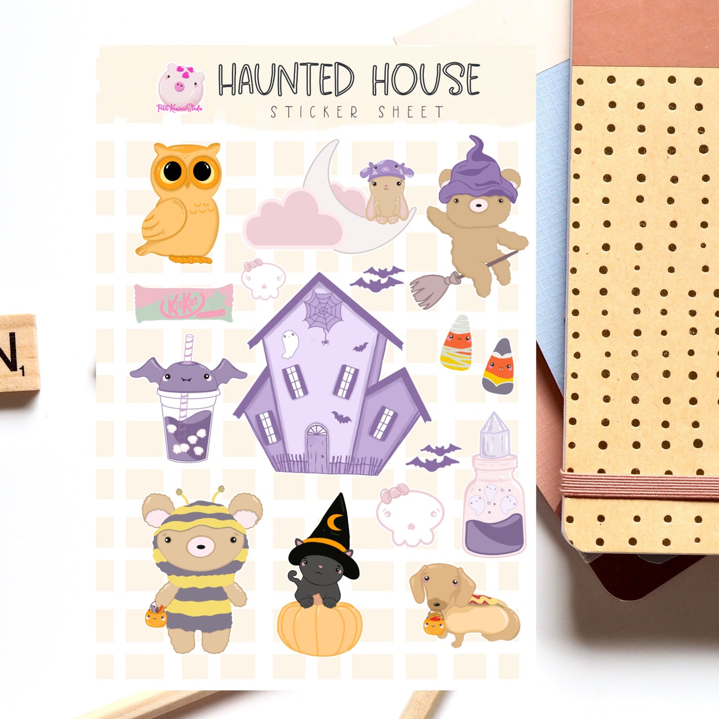 Kawaii Halloween Haunted House Sticker Sheet