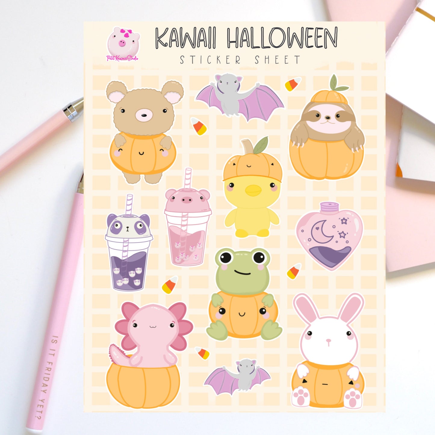 Kawaii Halloween Pumpkin Frenz Sticker Sheet