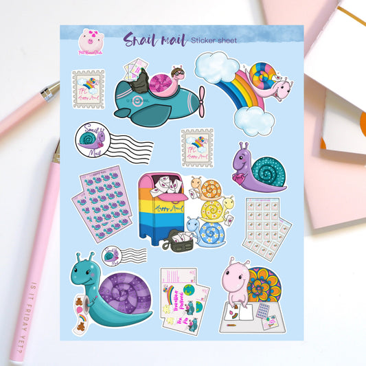 Kawaii Snail Mail Friends - Sticker Sheet