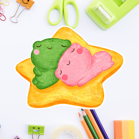 Ribbitz and Lily  spaceship -Die cut sticker