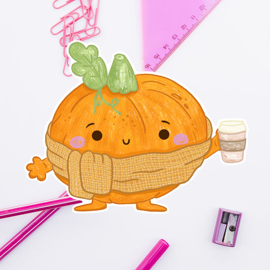 Patch the Pumpkin loves Fall goodies -Die cut sticker