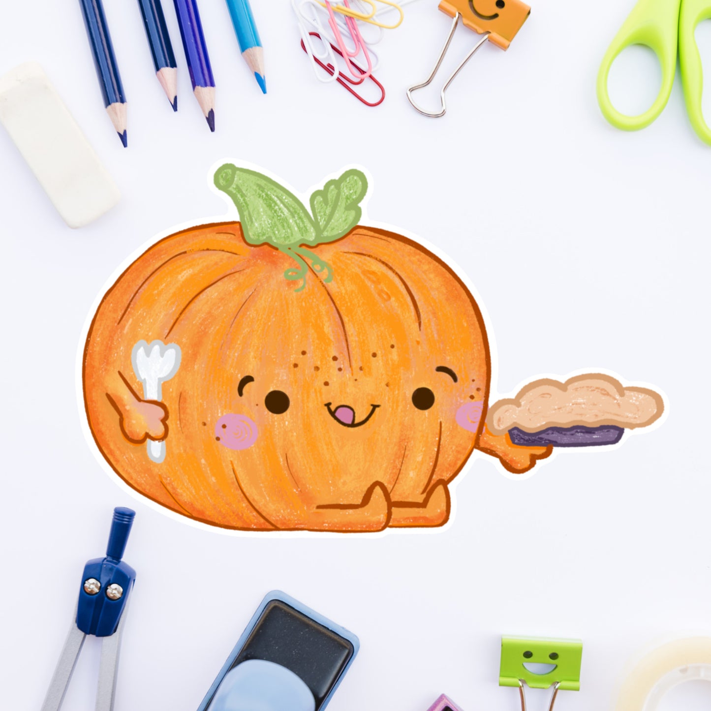 Patch the Pumpkin loves pie -Die cut sticker