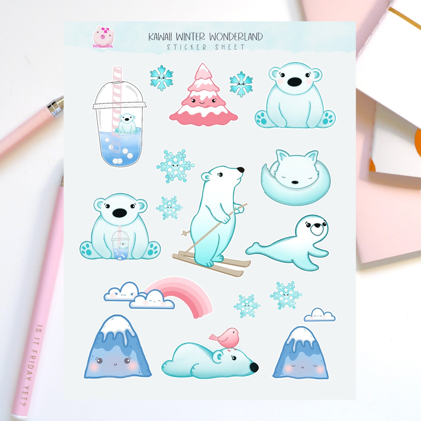 Kawaii Winter Land Sticker Sheet