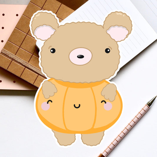 Pumpkin Bear Diecut Sticker