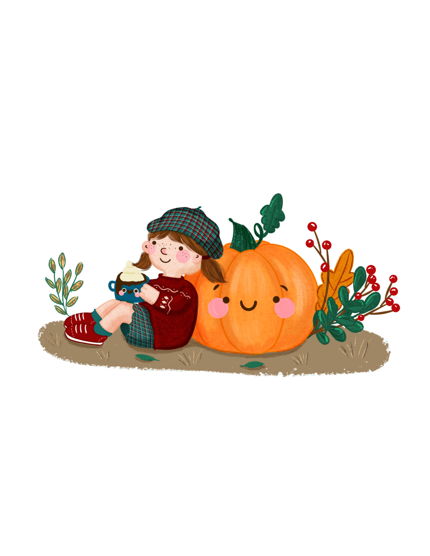 Pumpkin Autumn Girl- Diecut Sticker