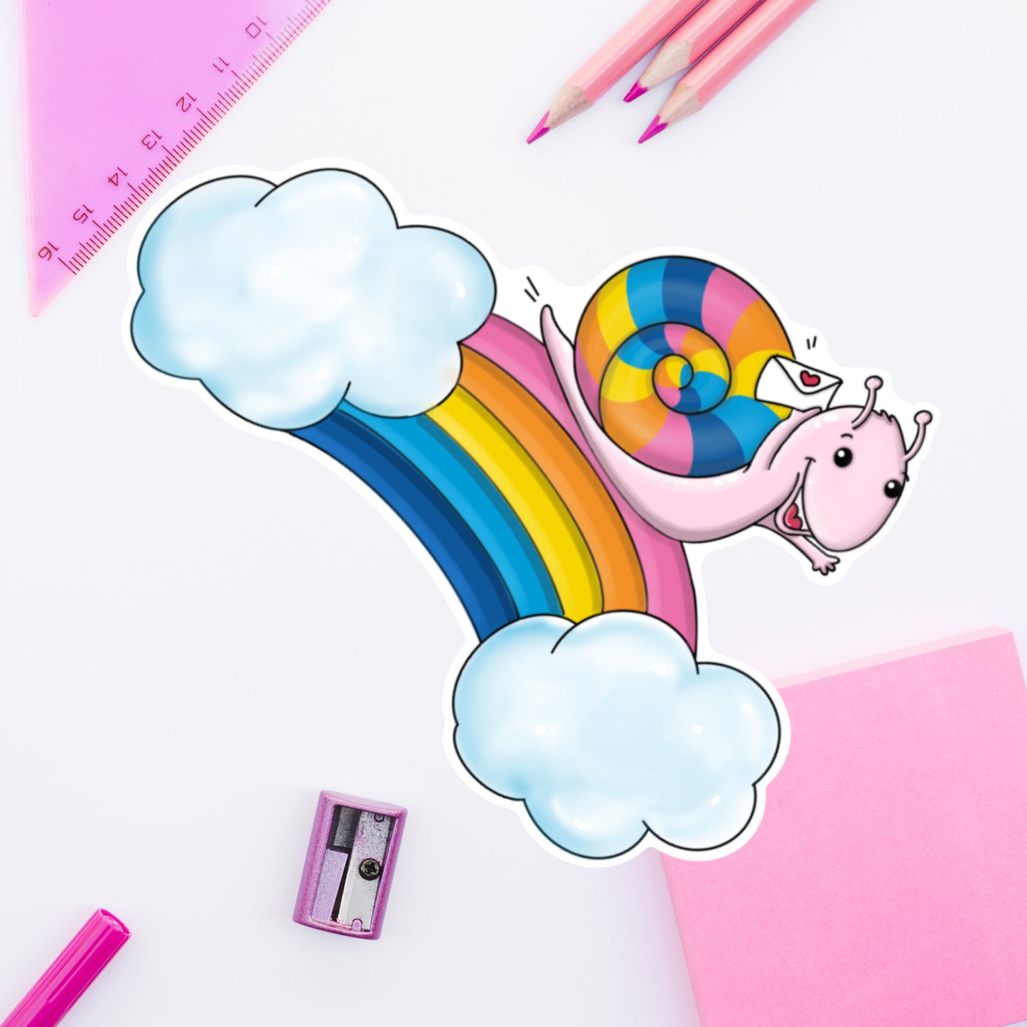 Rainbow Snail Mail- Diecut Sticker