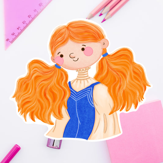 Scarlet Haired Autumn Girl- Diecut Sticker