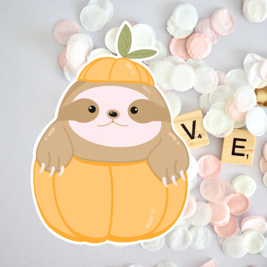 Sloth Pumpkin Diecut Sticker