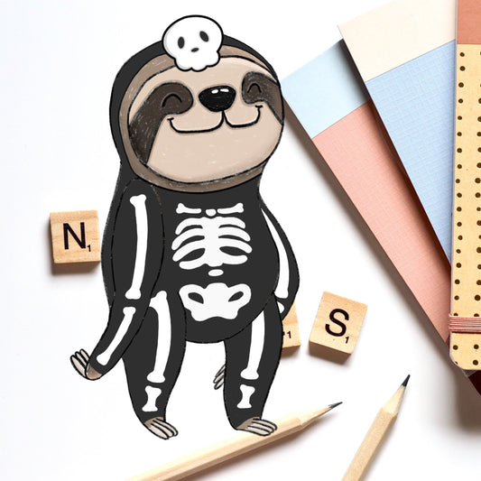 Bruno dresses up as a Skeleton- Diecut Sticker