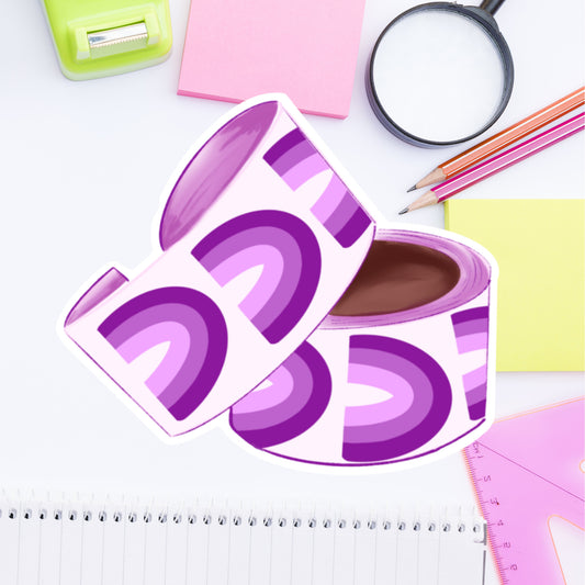 picutre of diecut sticker - sticker roll with purple rainbows