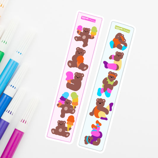 image of di ecut sticker set- stickers of sticker vintage bears holding ice cream and doing aerobics